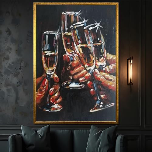 Verres de champagne tableau de fête impressionniste moderne déco murale bar