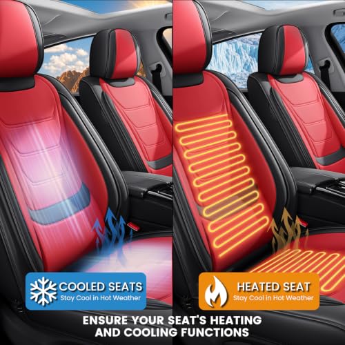 Image of Car Seat Covers Custom Fit Kia Telluride 2020-2026, Waterproof Nappa Leather Car Seat Protector, Breathable Car Seat Cushion, Seat Covers for Car(2 Seats Standard /Black&Red)