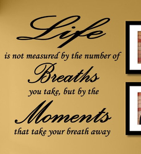 Life is not Measured by The Number of Breaths we take but by The Moments That Take Your Breath Away Calcomanías de vinilo para pared, citas,