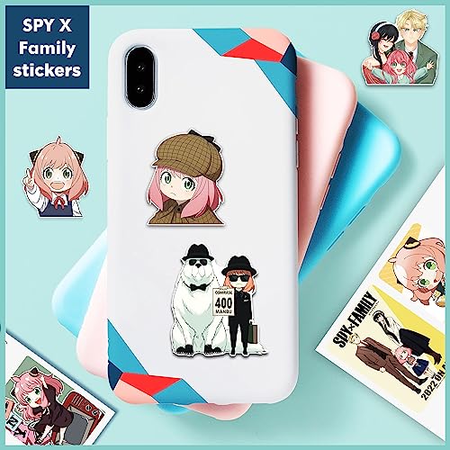 Image of FlyBuyHub Spy x Family Aesthetic Vinyl Journal Stickers for Phone Case, Laptop, Notebook, Dairy, Water Bottle, Etc Self-Adhesive Stickers Set of 50 Glossy and Waterproof Stickers (Spy x Famliy)