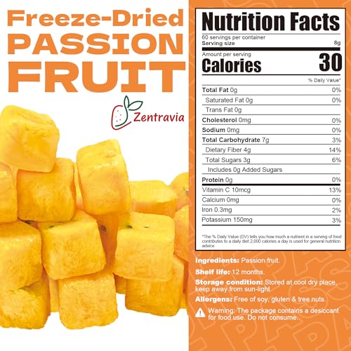 17oz Freeze Dried Passion Fruit Chunks, Bulk Fruits Snacks for Yogurt Drink - image 2