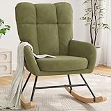 AYEASY Nursery Rocking Chair, Teddy Baby Modern Nursing Chair for Breastfeeding, Nursery Rocker for Small Spaces Indoor, Accent Glider Chairs for Living Room, Bedroom, Green