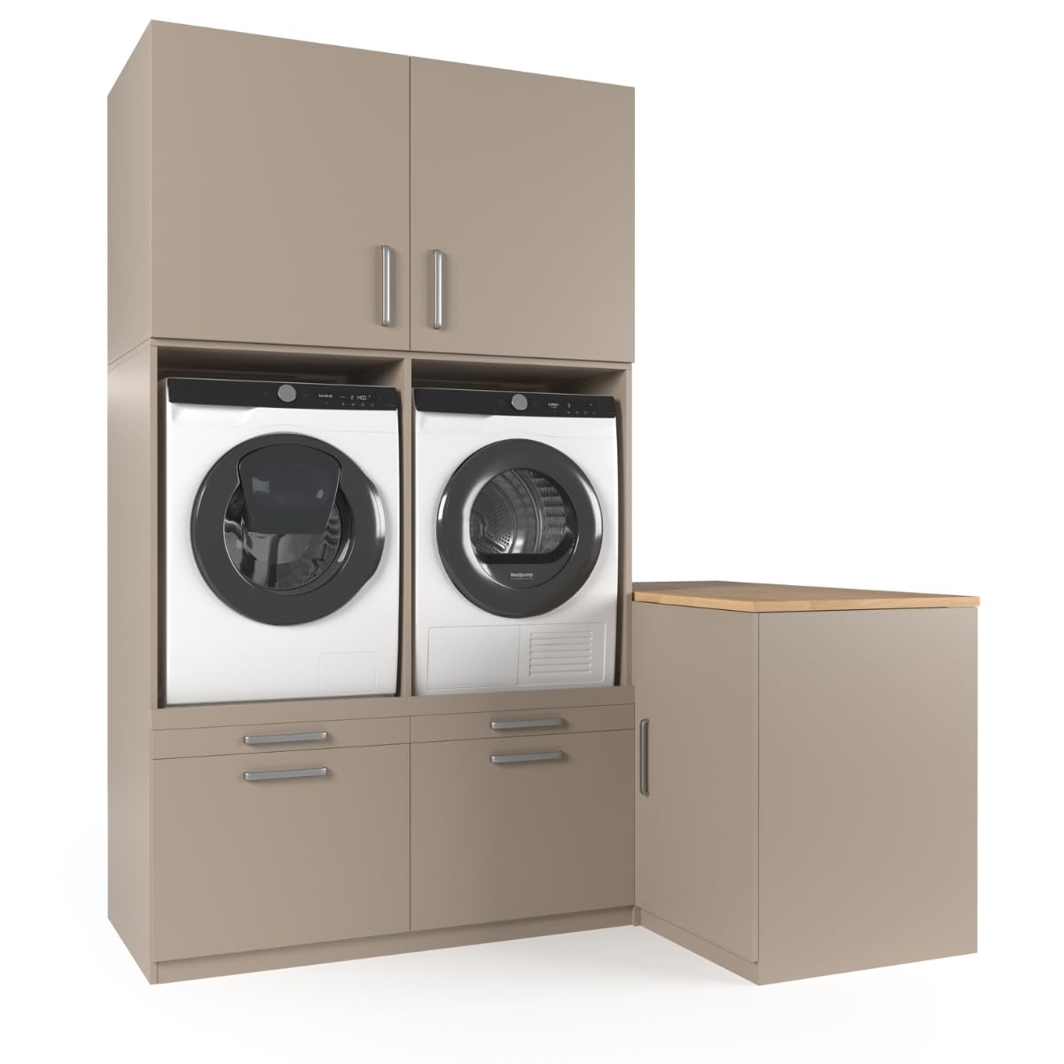 Lavadora Gabinete Hong Kong - Lavadora elevadora - Conversión a máquina - 700(D)*2030(B)*2350(H) mm - Gris pardo - Diseño ergonómico y elegante, que ahorra espacio y es fácil de colocar