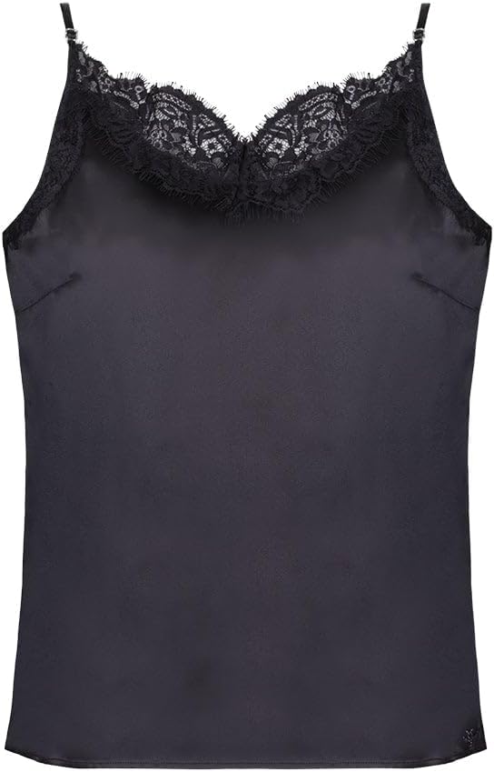 Silk and Cashmere Paris Saf İpek Dantel Detaylı Askılı Bluz