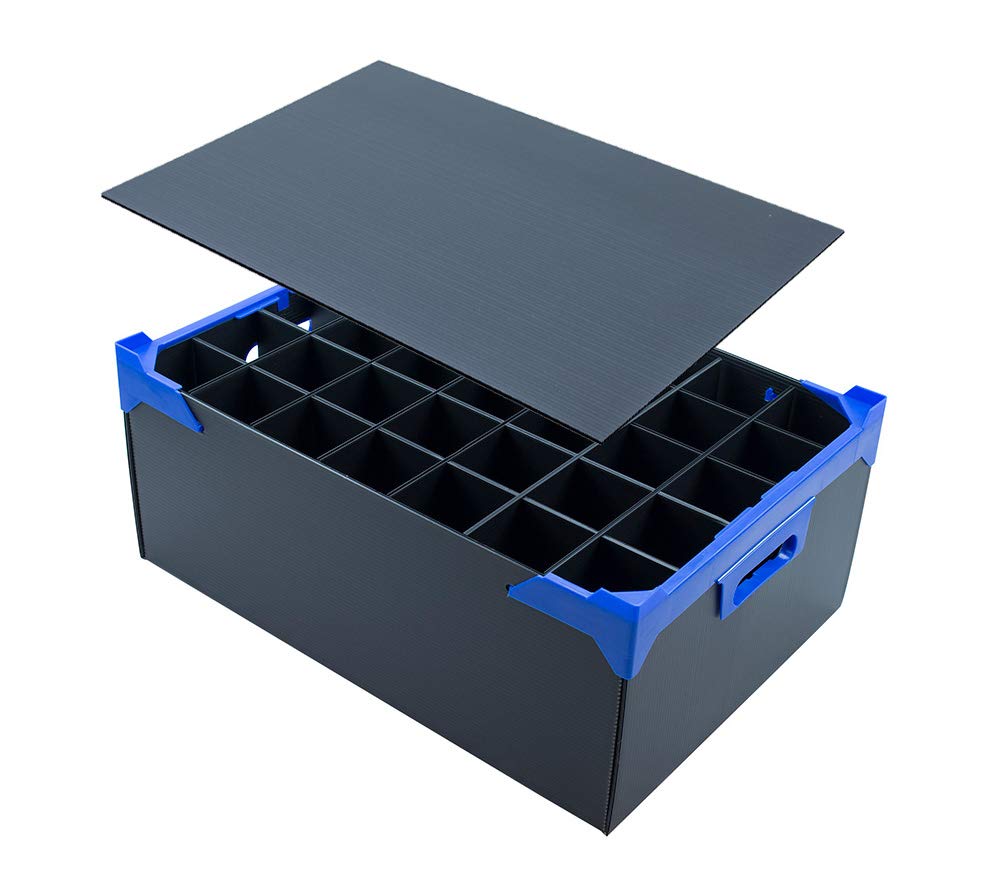 Caterbox Champagne Flute Storage Box with Lid | 35 Compartments (Max Glass Size: H190 x W65mm)