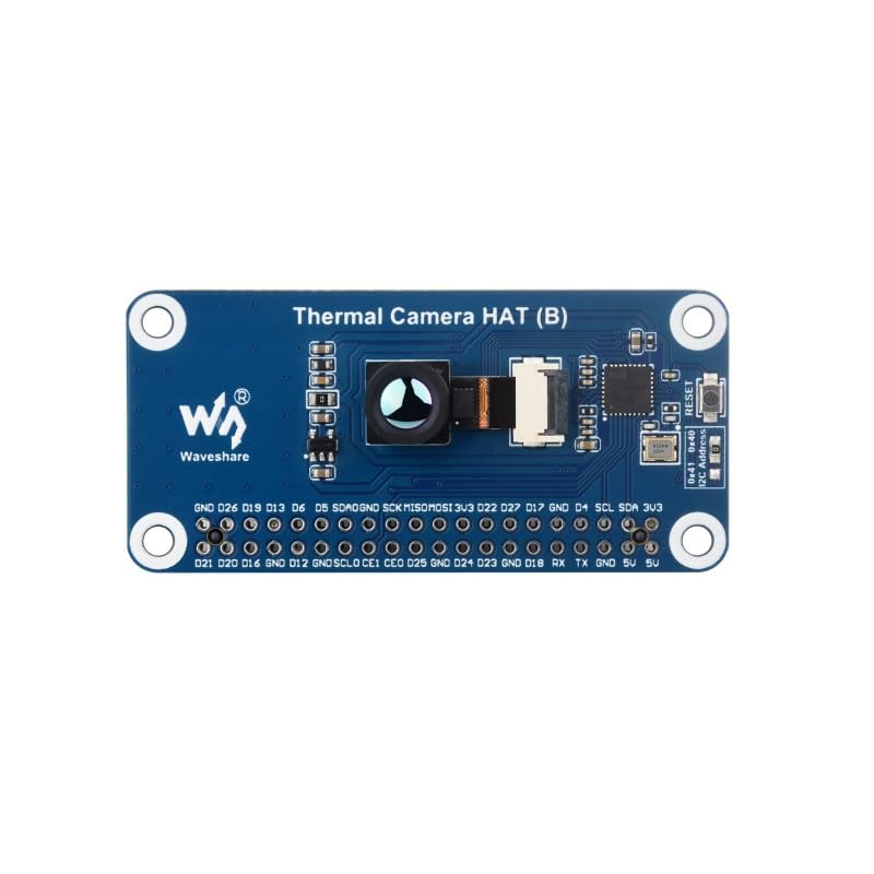Long-Wave IR Thermal Imaging Camera HAT (B) for Raspberry Pi, Basic Version (45° FOV), Raspberry Pi IR Camera, 80×62 Pixels IR Array, Standard 40PIN GPIO Header (Thermal-45 Camera HAT (B))