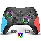 Wireless Switch Pro Controller 1000mAh for Nintendo Switch/Lite/OLED iOS Android, LED Wired PC Windows Gamepad with Programmable Buttons/Wakeup/Motion Control/Adjustable Turbo/Dual Vibration