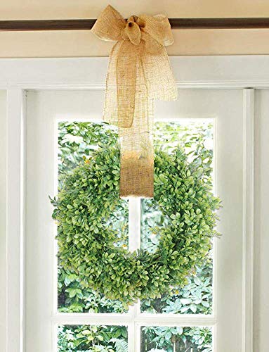 Pauwer Artificial Green Leaves Wreath 18" Boxwood Wreath Spring Summer Door Wreath For Front Door Green Wreaths For Wedding Window Wall Decor (18" Boxwood) #TOP5