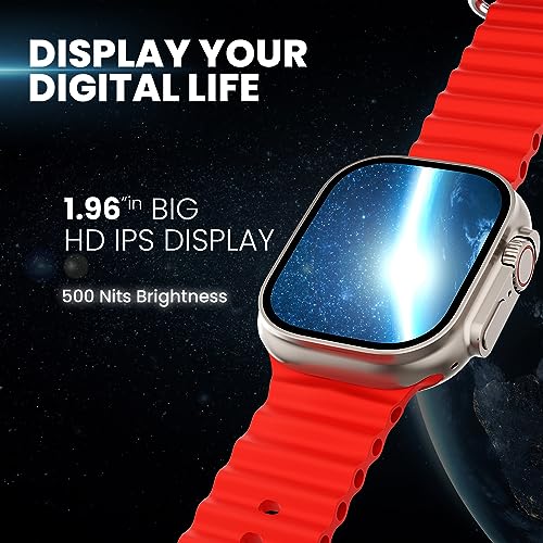 Image of Kratos SW17 Ultra+ Smartwatch with 1.96 inch Touch Display, Advanced BT Calling, Wireless Charging Smart Watch, Voice Assistant, 100+ Sports Modes, Rotating Crown, Metallic Body, IP67, Heart Rate, SpO2