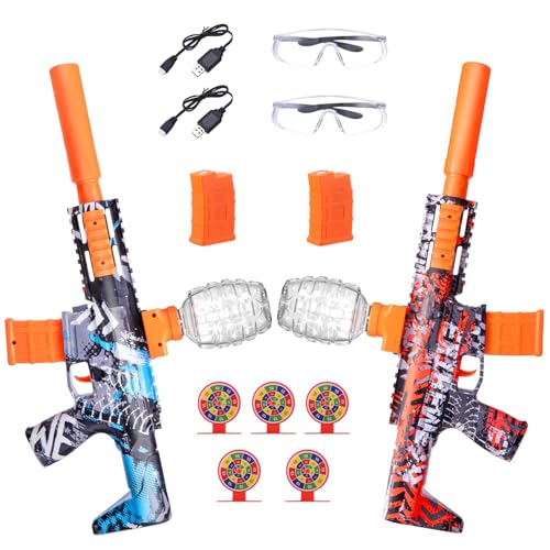 2 Pack Splatter Blasters, Full Auto Splat Blaster Toy Kits, 50000+, 10 Rs Per Seconds, 600 Hopper, Outdoor Team Game Activities Toy, 2 Rechargeable...