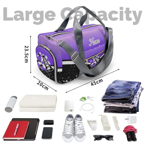 Custom Cheer Sport Gym Duffel Bag Personalized Cheerleading Bags with Name Travel Bag Purple Shoulder Bag for Cheerleader Coach Gift4