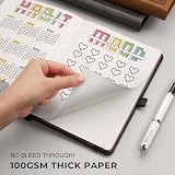 RETTACY Notatnik A5 w kratkę, gruby notatnik z siatką, skórzana twarda okładka 320 stron, papier kreskowy 100 g/m², wewn
