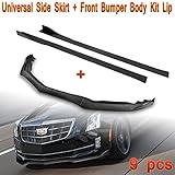 DriftX Performance, 3PCS Front Bumper Spoiler Lip Compatible With 2015-2018 Cadillac ATS+6PCS Side...