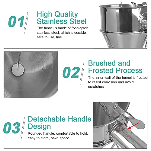 Foto von EMAGEREN Pfannkuchen Teigspender 1.2L Edelstahl Teigportionierer Kolbentrichter Fülltrichter Batter Trichter Likörtrichter Fondanttrichter Backtrichter mit Rack für Home Kitchen Bäckerei