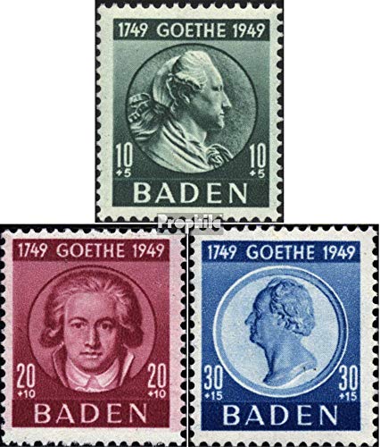 Sellos de colección Goethe 1949 Prophila 47-49 para completar álbumes de la Zona Francesa