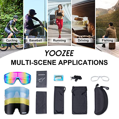 Yoozee Polarized Cycling Glasses Sports Sunglasses With 5 Interchangeable Lenses For Men Women,Uv400 Protection And Tr90 Lightweight Unbreakable Frame,For Baseball Running Driving Fishing Mtb Ski Bike #TOP5