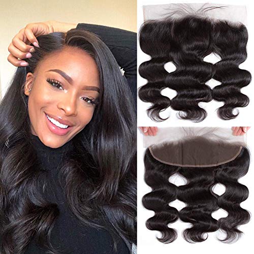 13x4 Lace Frontal Ear To Ear Full Lace Frontal Closure Brazilian Body Wave Human Hair Frontal Free Part Pre Plucked With Baby Hair Natural Black 14Inch
