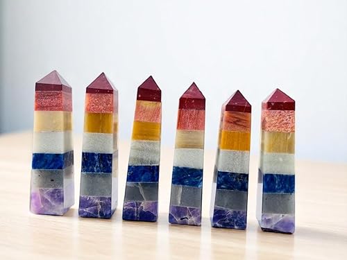 Miniatura 1 de Torre grande de siete chakras, 7 puntos de cristal de chakras, varita de cristal de 7 chakras, punto de cristal, varita, torre de cristal, obelisco