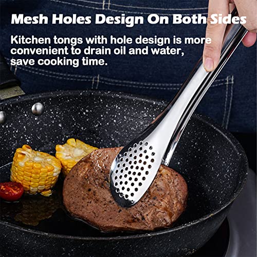 Reton 5 Pcs Stainless Steel Kitchen Tongs, Serving Tongs Buffet Tongs, Metal Salad Tongs For Cooking, Buffets, Toast Bread, Pastry, Bbq, Sandwich, Food Tongs Kitchen Serving Utensils (7 Inch) #TOP4