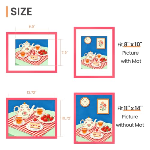 Image of upsimples 11x14 Picture Frame, Display Pictures 8x10 with Mat or 11 x 14 Without Mat, Wall Hanging Photo Frame, Hot Pink, 1 Pack