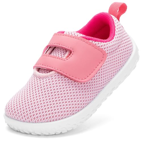 Image of nerteo Toddler Wide Toe Walking Shoes Girls Barefoot Shoes Breathable Lightweight Tennis Shoes