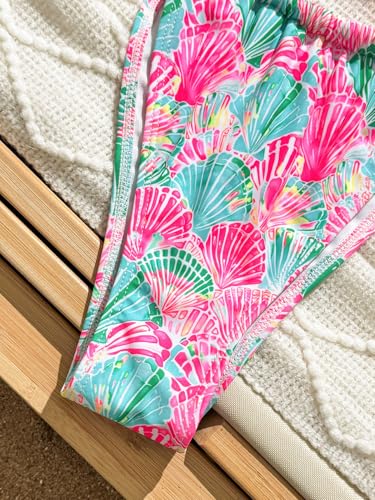 Women's Floral Printed Bathing Suit Spaghetti Strap High Waist Summer Swimsuit Bikinis Set4