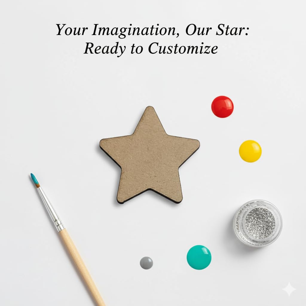 Lets DIY Star Shaped Cutouts - MDF Craft Shapes for Art, Painting & Home Décor (Size Up to 1.5 Inch Assorted) | Gift kit for Boys and Girls | Birthday Gift | Festival Gift | 20 Pcs 1
