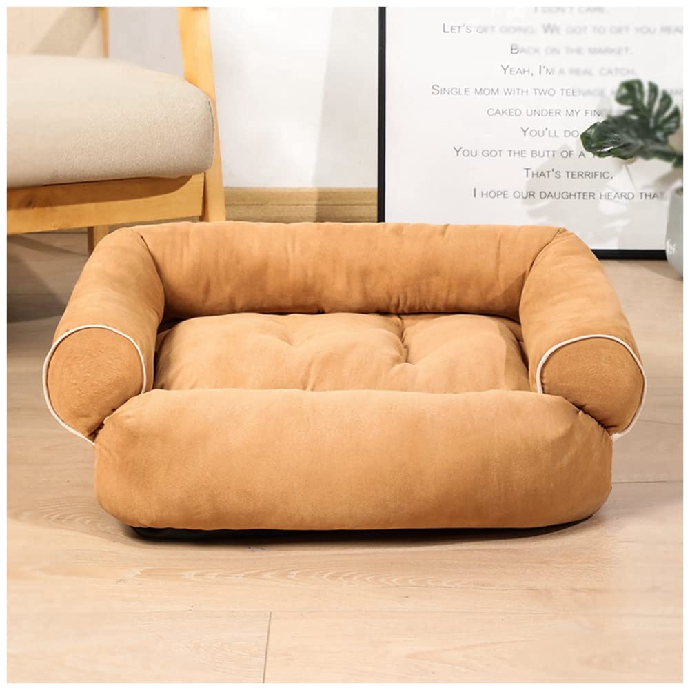 MISSMAO Dog Sofa Bed - Washable Orthopedic Dog Beds and Couch Kennel Bed for Large Dogs Cats and Puppy Bed Sofa with Slip-Resistant Bottom,Khaki,5XL(125x75x26cm)