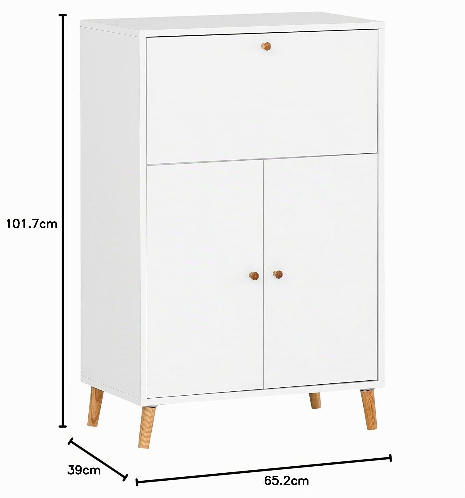 Schildmeyer Secrétaire série Rena 500, 153502, Blanc, 65,2 x 39 x 101,7 cm