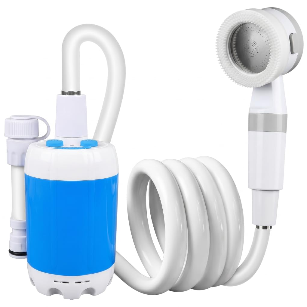 Douche de Camping Portable, Douche de Camping Rechargeable, Pompe USB extérieure pour -Car, Voyage, Plage, Bain pour Animaux Compagnie, arrosage, 2 Niveaux, Pompe