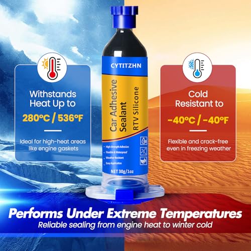 Image of RTV Silicone Adhesive Sealant for Cars - 100% Waterproof Silicone Automotive Sealant, High Strength Flexible Crack-Proof - Black Caulk for Windshield, Door, Gasket & Trim Repair (1oz /30g)