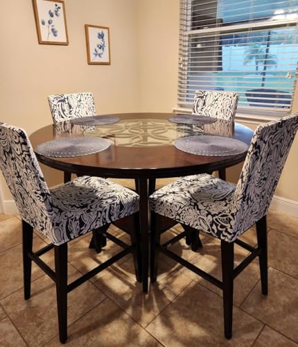 Image of SearchI Bar Stool Covers Set of 4, Stretch Washable Barstool Seat Covers, Counter Height Chair Covers for Kitchen Dining Room Cafe (Flower Pattern)