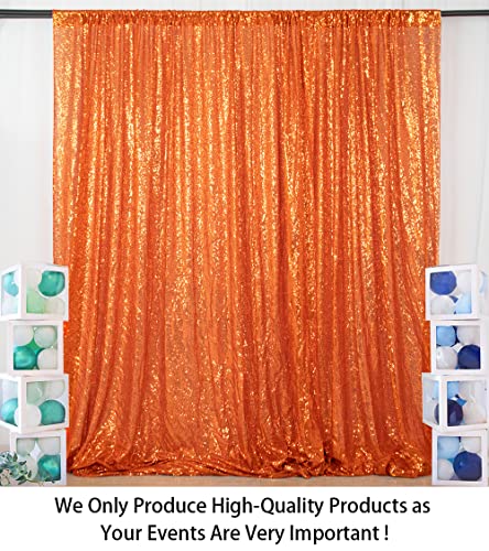 ShinyBeauty 7FTx7FT Orange Shimmer Sequin Fabric Photography Backdrop Happy Birthday Backdrop Prince Glitter Backdrop