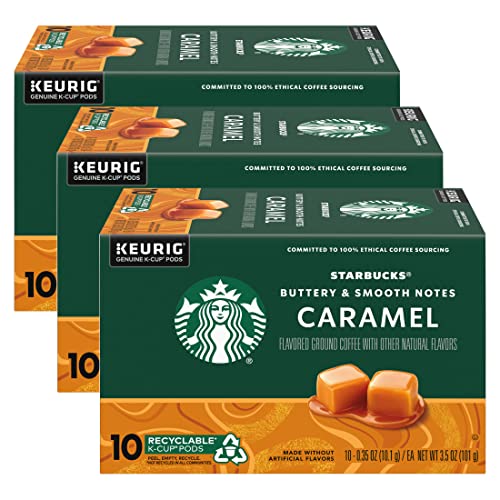 Image of Starbucks Flavored Coffee K-Cup Pods, Caramel Flavored Coffee, Made without Artificial Flavors, Keurig Genuine K-Cup Pods, 10 CT K-Cups /Box (Pack of 3 Boxes)