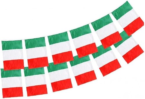 16.4 ft Bandera italiana Bunting poliéster Italia Bunting Decoración para eventos deportivos Fiestas callejeras Festivales y celebraciones 5.5x8.3 in