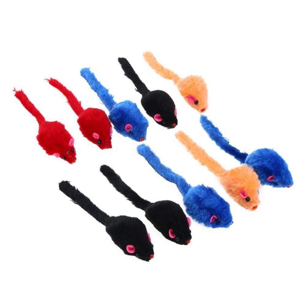 Oulensy Color By Random Fake Mice Rattle 10 Pack, Cat Toys Rainbow Mice For Cats And Kittens