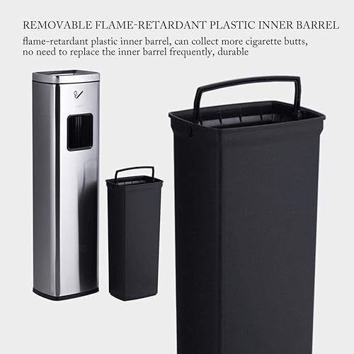 Miniatura 6 de DHAEY Botes de basura para cocina, para exteriores, con soporte, cenicero, vertical, de acero inoxidable, resistentes al fuego, para el hogar