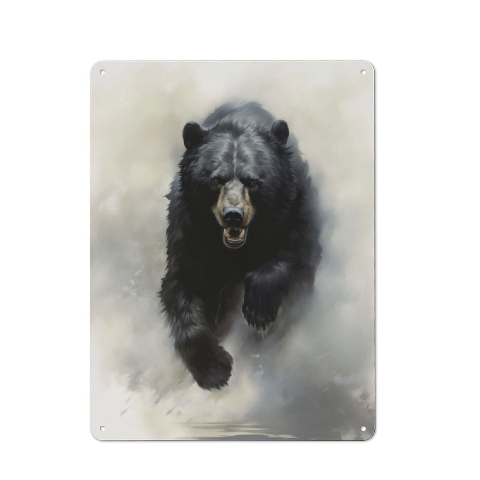 Junmoney Running Black Bear Vintage Metal Plaque 40X30cm Featuring For Pub Or Café, Suited To Café Interior Fans