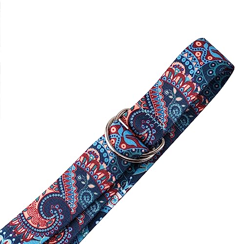 Women's Web Belt with Double D-ring Buckles 1.5" Wide Vintage Coloful Printed Adjustable Casual Jeans Belts4