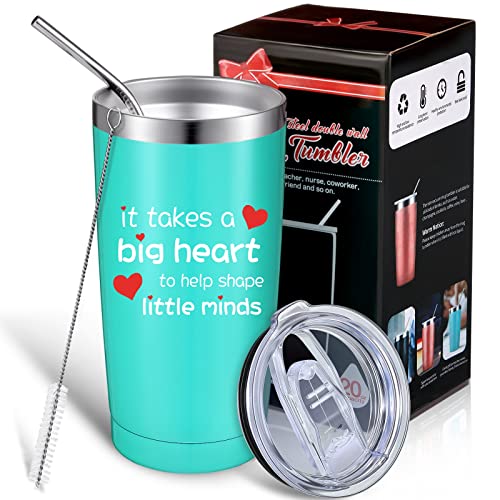 It Takes A Big Heart To Help Shape Little Minds, Thank You Teacher Appreciation Gift For Women Men, 20 Oz Double Wall Vacuum Insulated Travel Coffee Mug With Box (Mint, 1) #TOP25