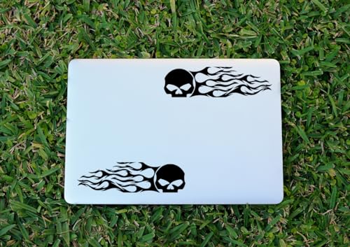Image of AG- Skull Flame Sticker Set, 2-Pack Vinyl Decals for Car Motorcycle Tank Vinyl Racing Sports Flame Decal s for Motorcycles Dirt Bike Decals Calcomanias para Carros 8.5 in (Black)