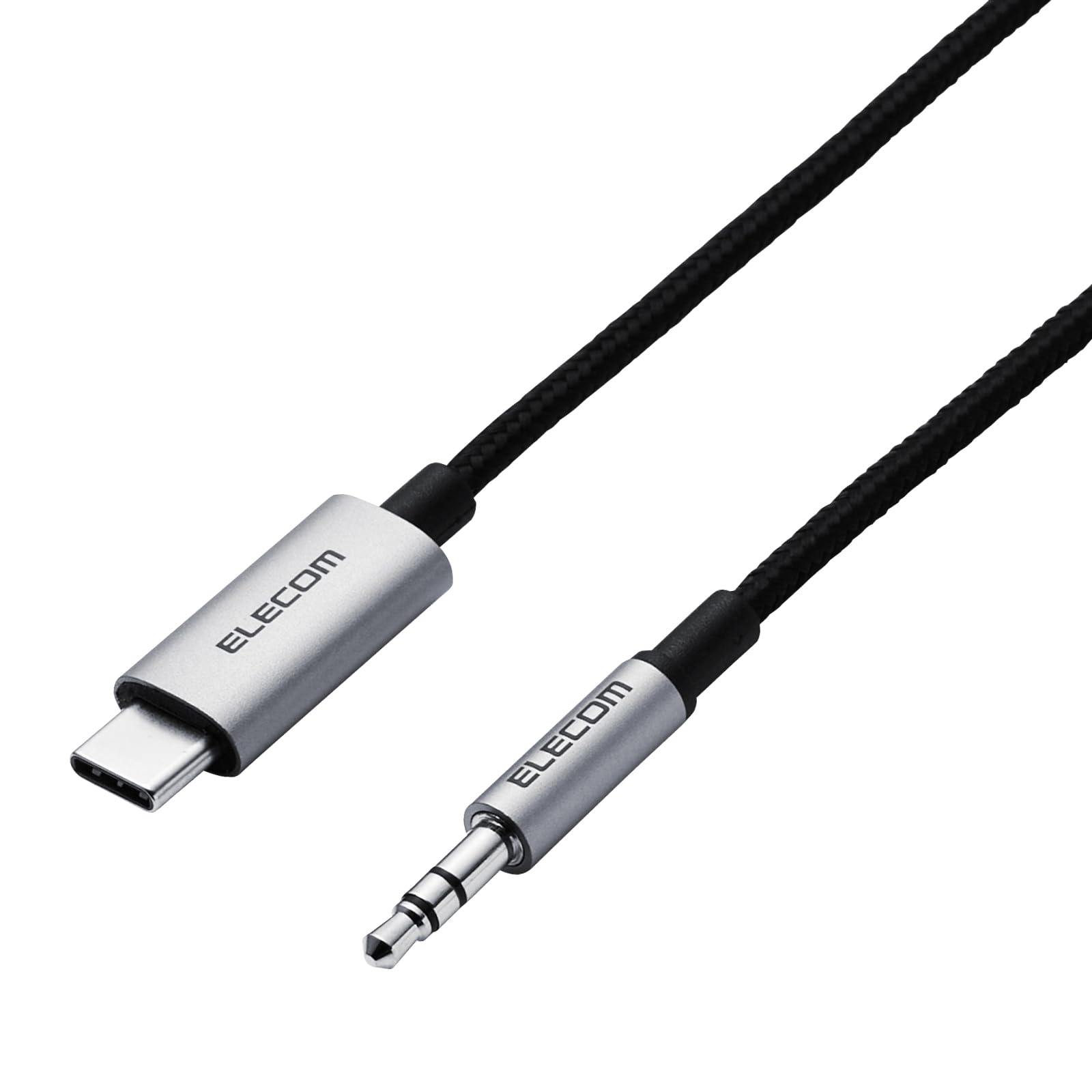 エレコム USB Type-C - 3.5mm 変換ケーブル オーディオ変換 ハイレゾ対応 DAC搭載 高耐久 AUX 音声変換 カーオーディオ ナイロンメッシュ 1m 【USB-IF認証取得】 ブラック MPA-C35ECAN10BK