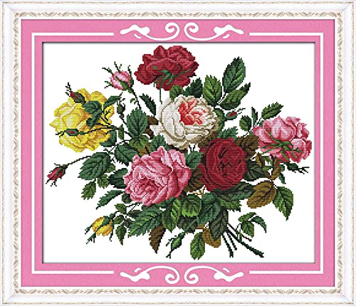 Kit point de croix débutant idée cadeau de Noël et anniversaire motif fleur