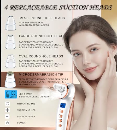 Blackhead Remover Pore Vacuum, Pore Cleaner for Face with 5 Attachments and 3 Suction Leve - image 3