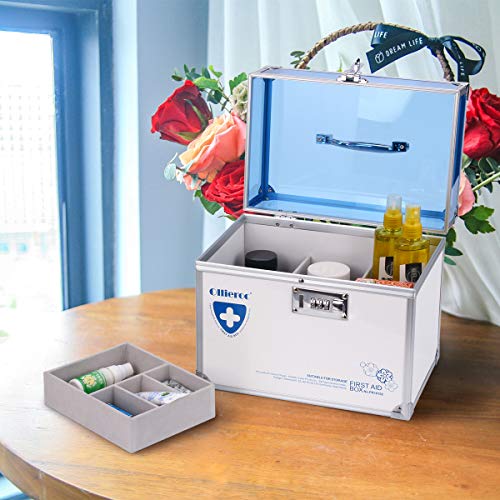 Ollieroo Combination Lock Box for Medication Child Proof First Aid Storage Box Medicine Cabinet