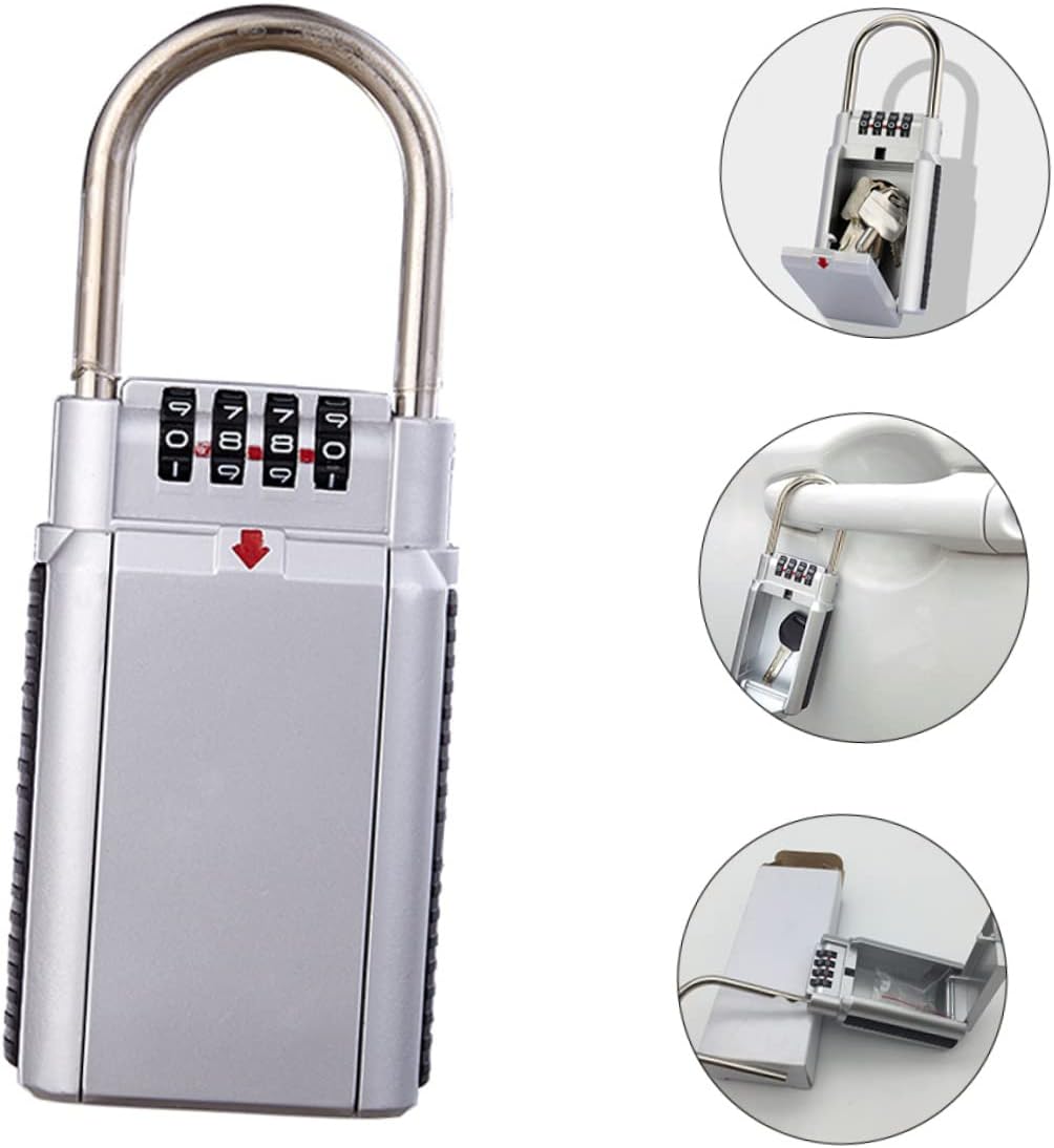 Weatherproof Wall-Mounted Key Lock Box 4 Combination Lock Box for Key Storage Easy Access for Home and Office