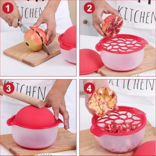 Image of LTV Quick Pomegranate Deseeder Tool with Silicone Dome and Seed Bowl | Mess-Free Anar Peeler, Fruit Cutter & Deseeding Machine for Kitchen