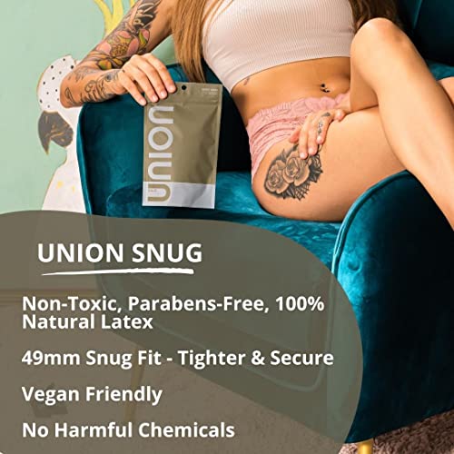 Union Snug Condoms - 12 Count - Secure Fit - Smaller Size Ultra-Thin, Lightly Lubricated, Vegan, Non-Toxic, Odorless Natural Rubber Latex, 49Mm Tight Fit #TOP3