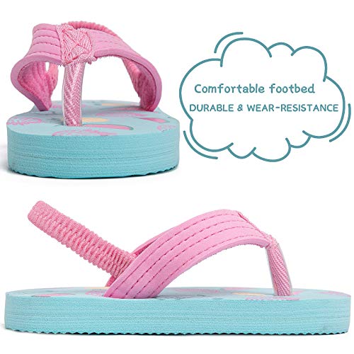 Image of Boys Girls Strap Flip Flops Sandals Cute Cartoon Unicorn Shark Toddler Flip Flop Kids Pool Beach Flat Slide Summer Water Shoes