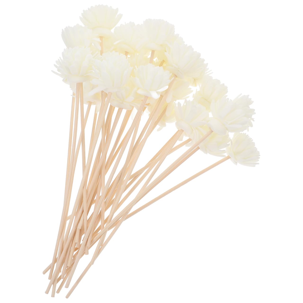 Diffuseur aromathérapie maison avec bâtons en rotin Healifty et fleurs blanches décoratives